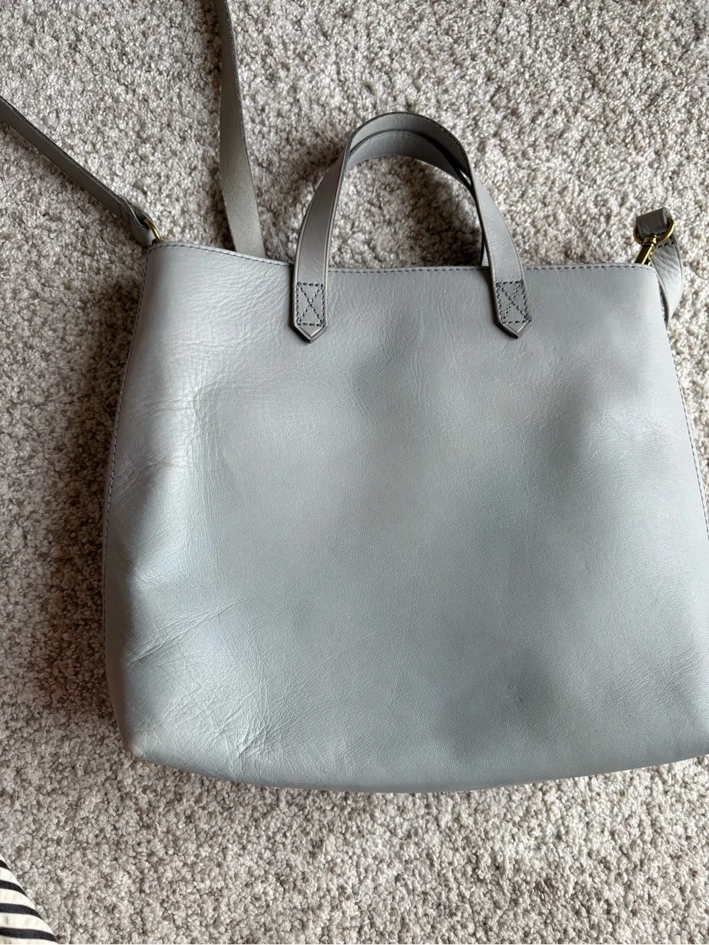 Madewell Light Gray Leather Tote Bag